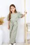 Khaki Scallop Balloon Sleeve Blouse and Trousers Set - 4