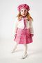 Girl's Baby Girl's Welsoft Plush Lumberjack Triple Dress Set with Cardigan, Hat and Skirt - 4