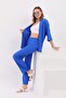 Women's Bürümcük Wide Leg Kimono Top and Bottom Set Blue - 2