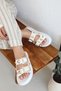 Glamour Double Banded Gold Buckle Detailed Daily Comfort Women's Slippers - 6