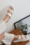 Glamour Double Banded Gold Buckle Detailed Daily Comfort Women's Slippers - 5
