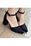 Women's Black Suede Heeled Shoes - 4