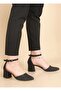Women's Black Breast Single Strap Thick Heeled Classic Shoes - 2