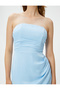Melis Ağazat X Koton - Draped Slit Strapless Midi Dress - 5