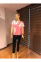 Cheap T-shirt Pink And Gray Color Flower Transfer Printed Boat Neck 95% Viscon 5% Elastane Knitted Fabric