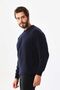 Sanfa Men's Crew Neck Pure Wool Sweater 4114 Navy Blue - 4