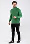 Men's Full Turtleneck Cotton Knitwear Sweater 4669e Green - 2