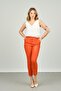 Women's Ankle Length Double Pocket Slim Fit Trousers 7001 Orange - 3