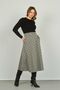 Women's Patterned Midi Length Comfortable Form Skirt 23922 Black