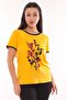 Women's Crew Neck Patterned Short Sleeve Blouse 3087 Yellow - 3