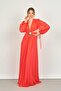 Women's Long Sleeve Chiffon Evening Dress 8135 Pomegranate Flower - 3