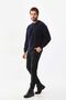 Sanfa Men's Crew Neck Pure Wool Sweater 4114 Navy Blue - 2