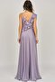 Women's Ruffle Detailed Satin Evening Dress 5921180 Lilac - 5