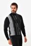 Men's Half Turtleneck Striped Sweater 42363 Black - 3