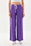 Women's Patterned Waist Strap Comfortable Form Trousers 23498 Purple - 2