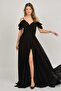 Women's Deep Slit Long Evening Dress 5481027 Black