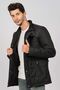 Men's Fur Lined Leather Piping Quilted Coat 4924000 Black - 6