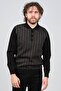 Men's Polo Neck Patterned Wool Sweater 6092101 Black - 6