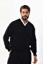 Sanfa Men's V-Neck Pure Wool Sweater 4103 Black