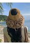 Women's Wide Brim Uv Protected Polka Dot Visor Hat Vacation Pool Sea Travel Beach Hat - 7