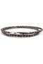 Gray Color Thin Leather Wrap Stainless Steel Clip Men's Bracelet M059C