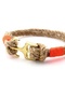 Beige Rope Orange Braid Yellow Metal Anchor Sailor Men's Bracelet M058B - 4
