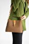 SELLINI WOMEN'S COFFEE CAMEL 3-COMPARTMENT ADJUSTABLE LONG STRAP HAND AND SHOULDER BAG - 2