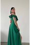 NEW SEASON GREEN CREPE FABRIC LONG GOWN DRESS WITH STRAP AND SLIT582190 699 - 3
