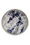 Deluxe Navy Blue Gray Fringed Black Base Round Carpet Model Bath Mat 80X80 - 2