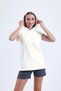 Cream Sleeveless Hooded 100% Cotton Sports Athlete T-Shirt - 5