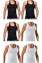 6 Pieces Men's Slim Fit Close-Fitting Lycra Combed Cotton Sports Undershirt (Rambo Undershirt)