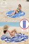 Round Beach Camping Picnic Cloth Striped Folding Cotton Fabric In-Tent Ground Cover 130cm