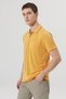 Men's Yellow Slim Fit Narrow Cut Polo Neck Pocketed Short Sleeve Linen Look T-Shirt - 8