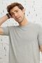 Men's Gray Standard Fit Regular Cut Crew Neck 100% Cotton Knitwear T-Shirt - 5