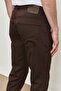 Men's Brown Slim Fit Narrow Cut Dobby Flexible Casual Trousers - 5