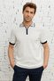 Men's Ecru Standard Fit Regular Cut Polo Neck 100% Cotton Short Sleeve Knitwear T-Shirt