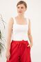White Square Collar Knitwear Crop Top - 4