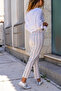 Women's Powder Linen Pocket Buttoned Pipe Leg Carrot Trousers Bst3394 - 2