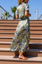 Women's Khaki Satin Elastic Waist Half Placket Long Dress Bst3232 - 2