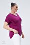 Plus Size New Season Comfortable Comfort Model Pocket Detailed Short Sleeve V-Neck Combed Cotton Tunic T-Shirt - 5