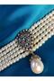 Women's Pearl Necklace - 5 Row Glass Pearl Design Choker - Diamond Setting Hurrem Sultan Model Bridal Wedding - 8