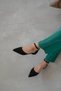 Women's Black Ballerina 2cm Short Low Heeled Daily Use Very Comfortable Shoes - 3
