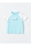 Lcw Kids Turquoise Crew Neck Printed Short Sleeve Girls' Crop T-Shirt (S4)