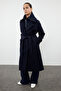 Navy Blue Oversize Knitwear Wool Coat - Detachable Inside, TWOAW25KB00021 - 3