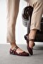 Women's Burgundy Patent Leather Blunt Round Toe Closed Comfortable Stylish Flat Sole Stiletto Stylish Daily Ballerina Shoes - 4