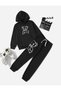 Black Girl's Teddy Bear Printed Tracksuit Set