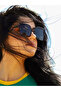 Pearl Square Black Frame Black Lens Women's Sunglasses - 5