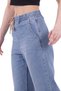 Wide-Legged Women's Jeans with Tied Waist and Slit Cuffs, Comfortable Jean, Medium Blue Denim - 5