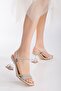 Women's Transparent Heel Stone Thin Bie Sandals Shoes - 5