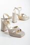 Women's Glittery Material Heeled Sandals